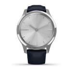 Смарт-часы Garmin Vivomove Luxe серебристый с темно-синим ремешком из итальянской кожи