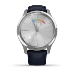 Смарт-часы Garmin Vivomove Luxe серебристый с темно-синим ремешком из итальянской кожи