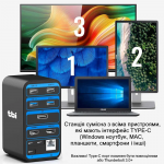 Докінг станція 15 в 1 USB Hub Macbook Type-C 4К 2xHDMI 1xDisplay Port