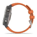 Смарт-часы Garmin Fenix 6 Sapphire титановые с оранжевым ремешком