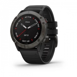 Смарт-часы Garmin Fenix 6X Sapphire серые DLC с черным ремешком