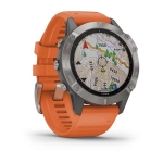 Смарт-часы Garmin Fenix 6 Sapphire титановые с оранжевым ремешком
