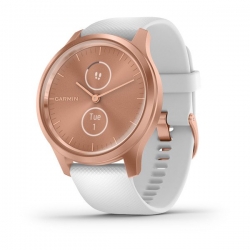 Смарт-часы Garmin Vivomove Style розовое золото с белым силиконовым ремешком
