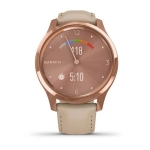 Смарт-часы Garmin Vivomove Luxe розовое золото PVD 18K со светло-песочным ремешком из итальянской кожи