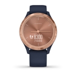 Смарт-часы Garmin Vivomove 3S розовое золото циферблат с темно-синим силиконовым ремешком