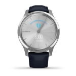 Смарт-часы Garmin Vivomove Luxe серебристый с темно-синим ремешком из итальянской кожи