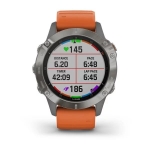 Смарт-часы Garmin Fenix 6 Sapphire титановые с оранжевым ремешком
