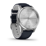 Смарт-часы Garmin Vivomove Luxe серебристый с темно-синим ремешком из итальянской кожи
