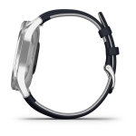 Смарт-часы Garmin Vivomove Luxe серебристый с темно-синим ремешком из итальянской кожи