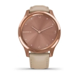 Смарт-часы Garmin Vivomove Luxe розовое золото PVD 18K со светло-песочным ремешком из итальянской кожи
