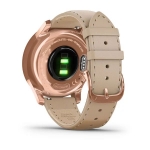 Смарт-часы Garmin Vivomove Luxe розовое золото PVD 18K со светло-песочным ремешком из итальянской кожи