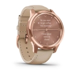 Смарт-часы Garmin Vivomove Luxe розовое золото PVD 18K со светло-песочным ремешком из итальянской кожи