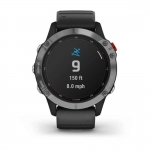 Смарт часы Garmin Fenix 6 Solar серые с чёрным ремешком