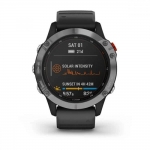 Смарт часы Garmin Fenix 6 Solar серые с чёрным ремешком