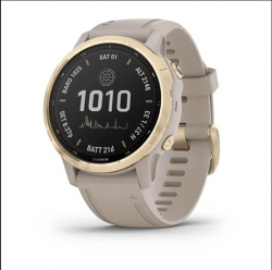 Смарт часы Garmin Fenix 6S Pro Solar золотые с замшевым ремешком