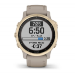 Смарт часы Garmin Fenix 6S Pro Solar золотые с замшевым ремешком