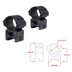 Кольца Hawke Matchmount 1"/Weaver/High (22114)
